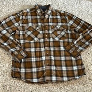 Carhartt Brown and White Casual Button Down Shirt